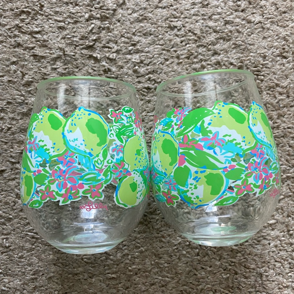 Lilly Pulitzer Acrylic stemless wine glasses